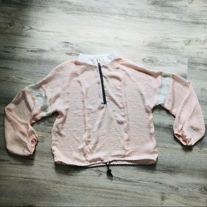 Missguided blush pink pullover half zip top sz 6